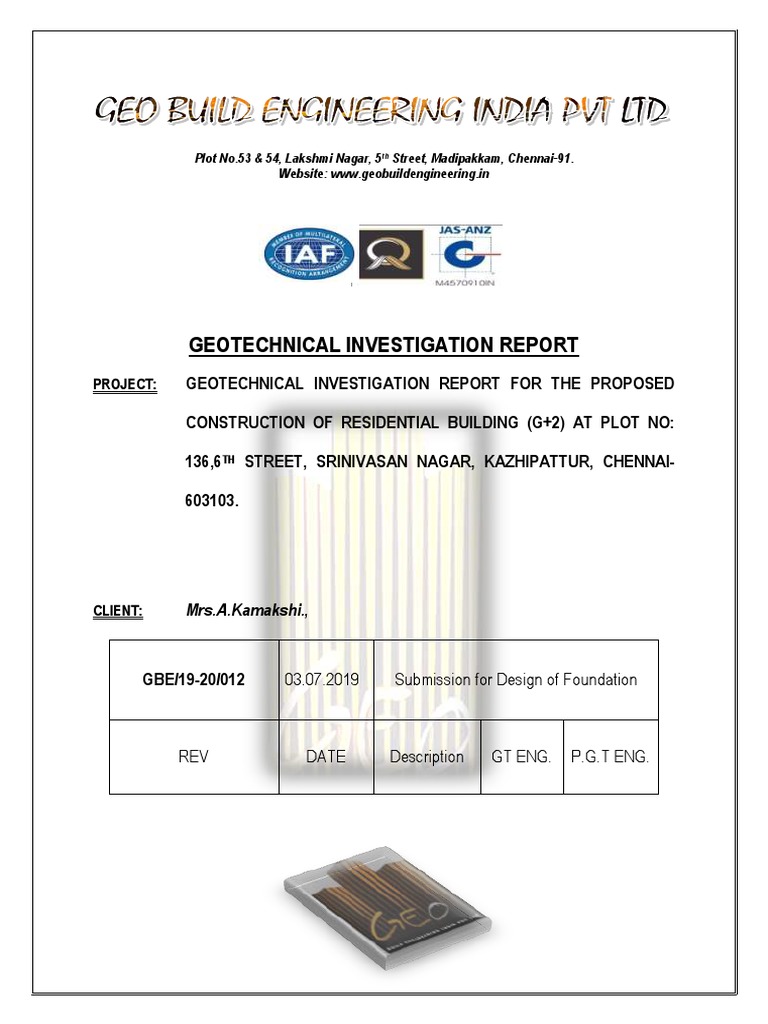 Geotechnical Report for Kazhipattur Building | PDF | Deep Foundation ...