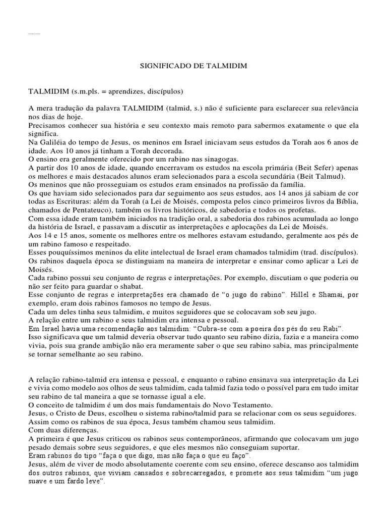 Significado de Talmidim | PDF | Torá | Bíblia