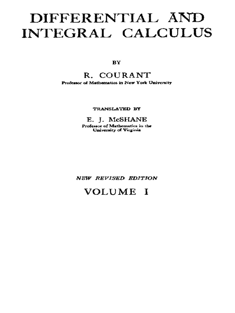 89.Courant R. Differential and Integral Calculus Vol.1 PDF