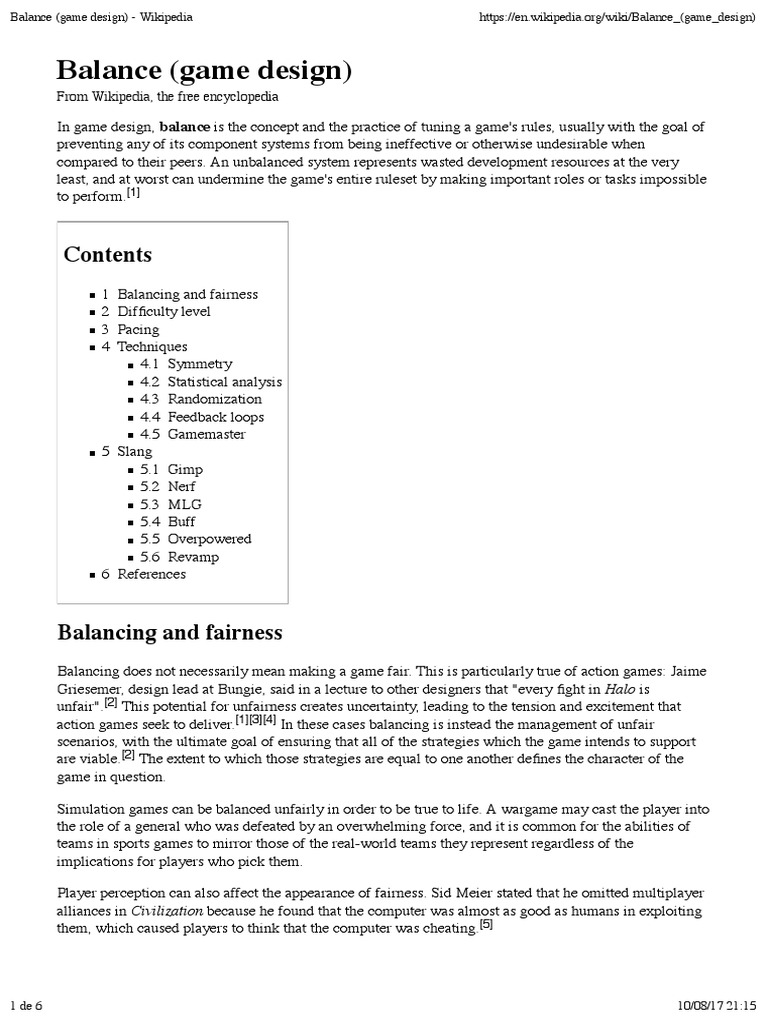 Balance (Game Design) - Wiki en | PDF | Game Design | Gaming