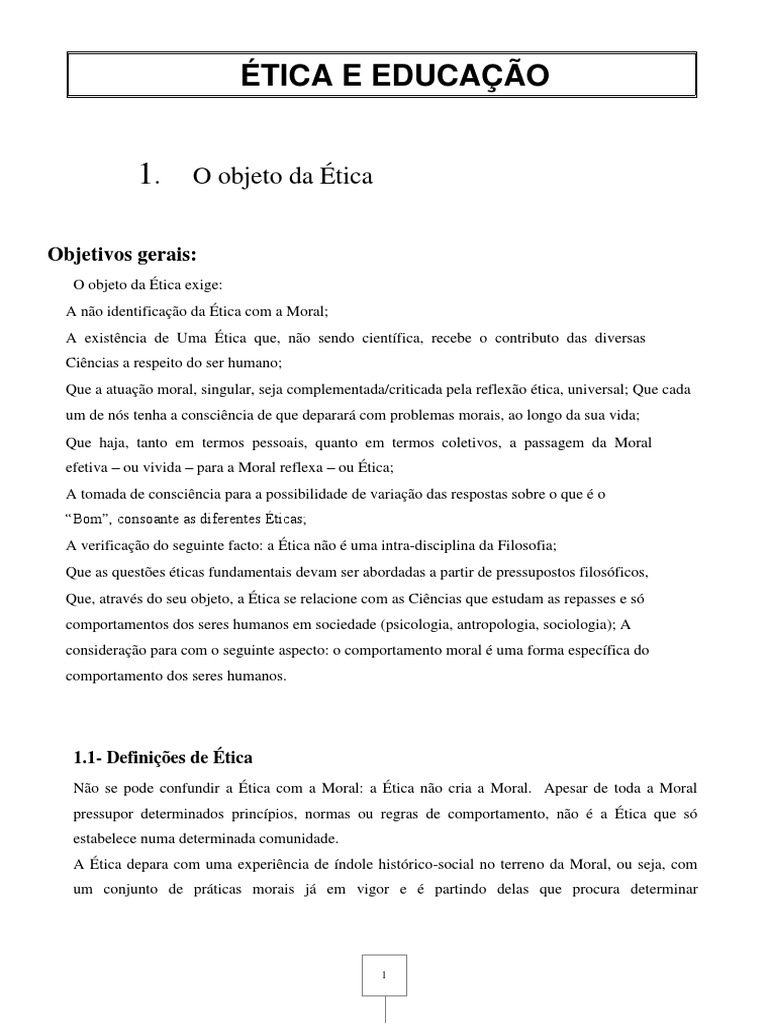 Ética e Moral na Educação Escolar | PDF | Moralidade | Science