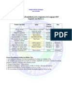 Plan de Lectura Domiciliaria de La Asignatura de Lenguaje 2019 Segundo Año Básico A