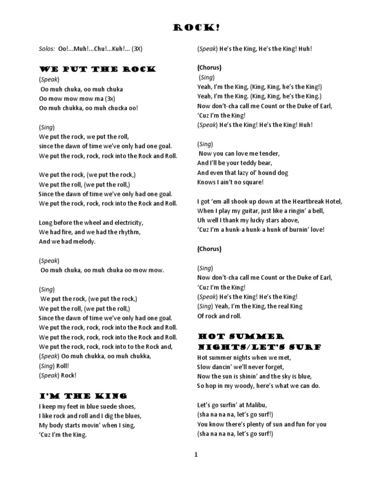 Rock! Lyrics | PDF | Rock Music | Popular Music