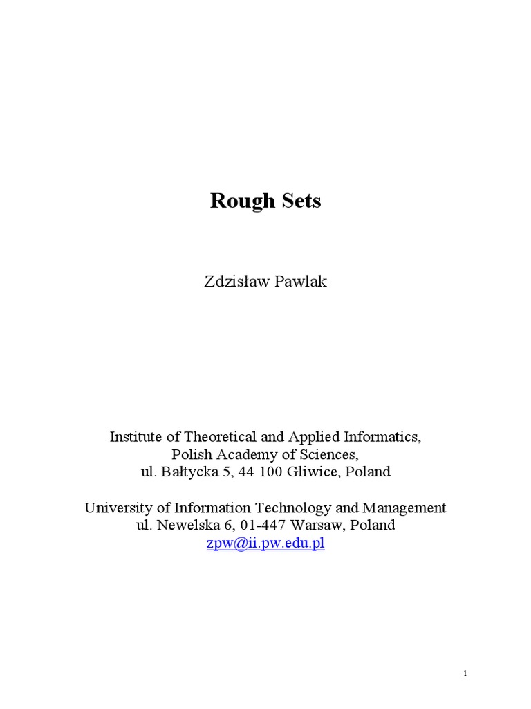 Overview of Rough Set Theory | PDF | Fuzzy Logic | Empty Set