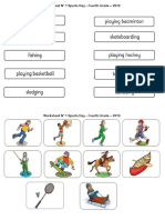 Worksheet #1 Sports Day - Fourth Grade - 2019: I. - Cut and Paste