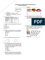 Evaluación bimestral de matemáticas para segundo grado con problemas de división