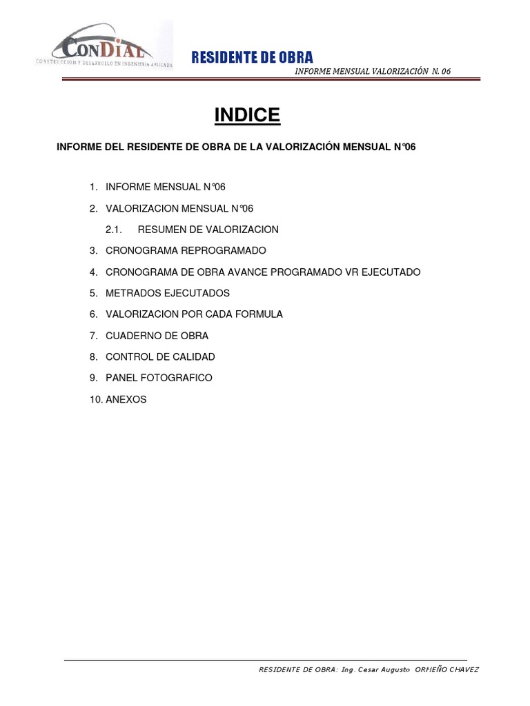 Indice de Informe 06 | PDF