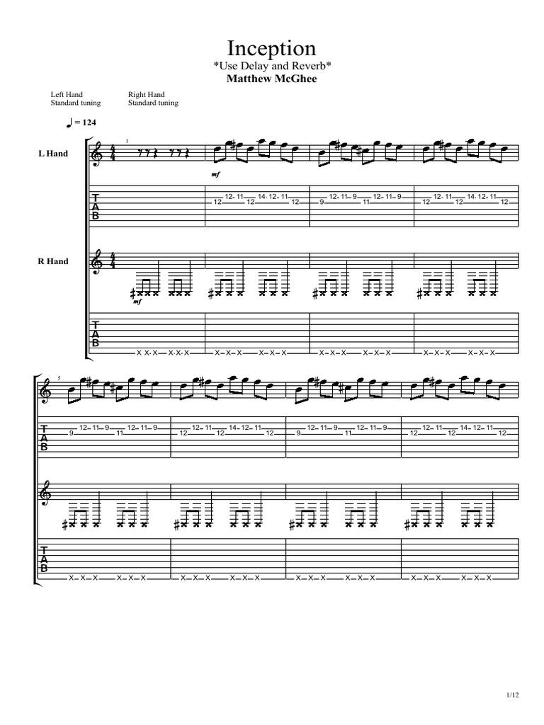 Inception Guitar Tabs with Effects | PDF