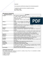 Material Proprties: Mechanical Property Description