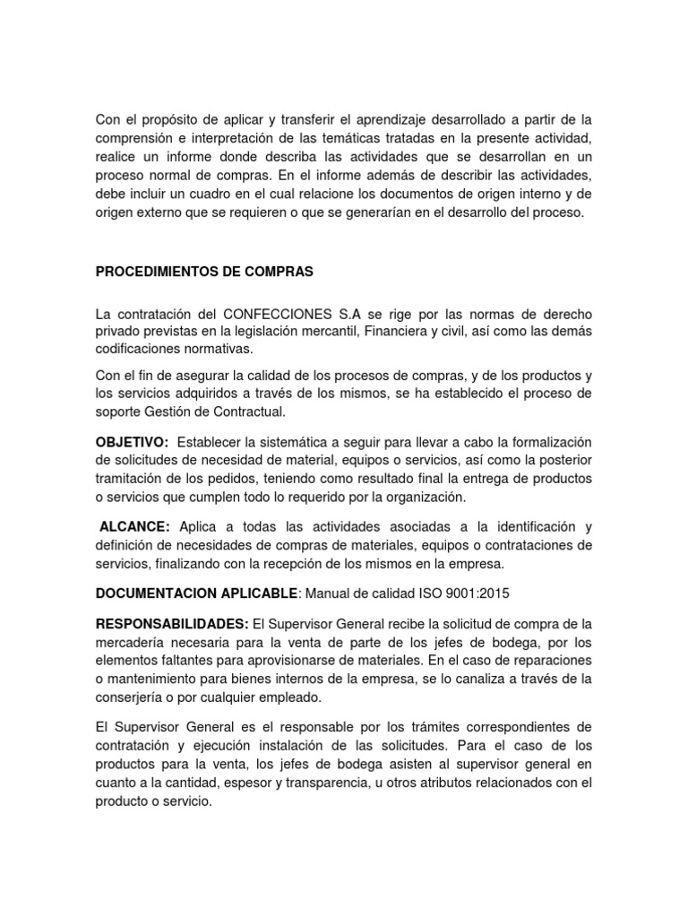 Proceso de Compras Iso 9001 | PDF | Calidad (comercial) | Microeconomía