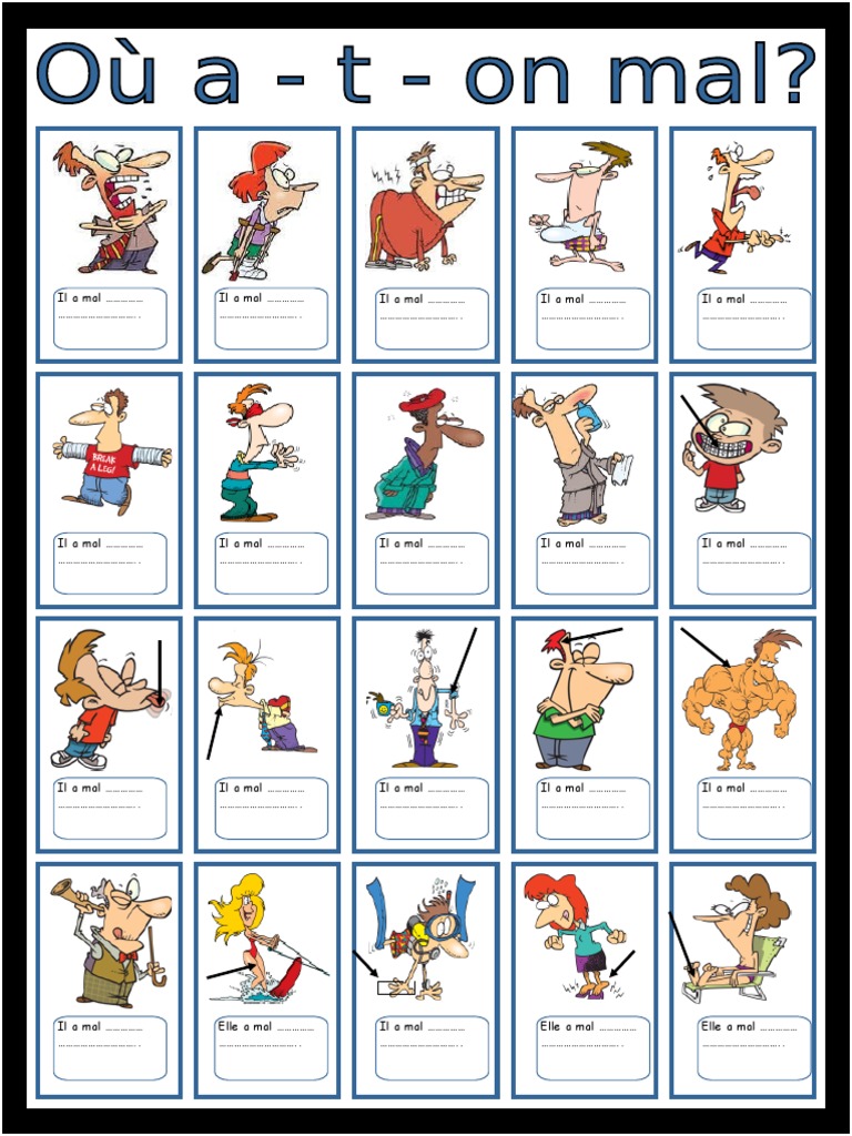 A Descriptive List of Common Ailments and Areas of Pain in French PDF