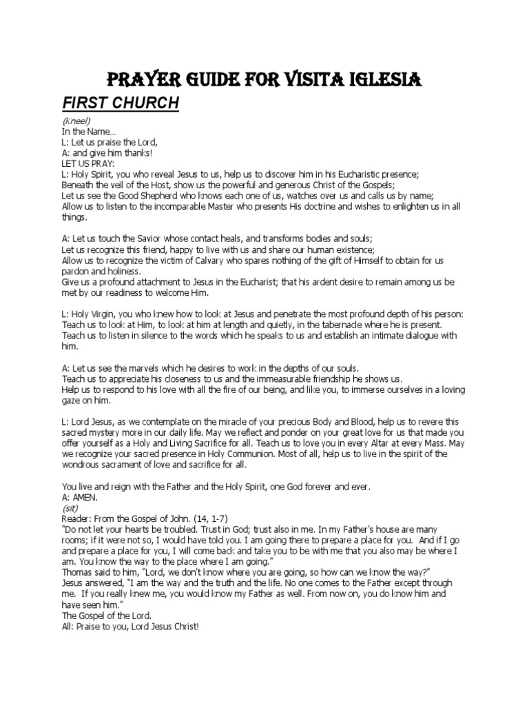 Prayer Guide For Visita Iglesia PDF Eucharist Glory (Religion)