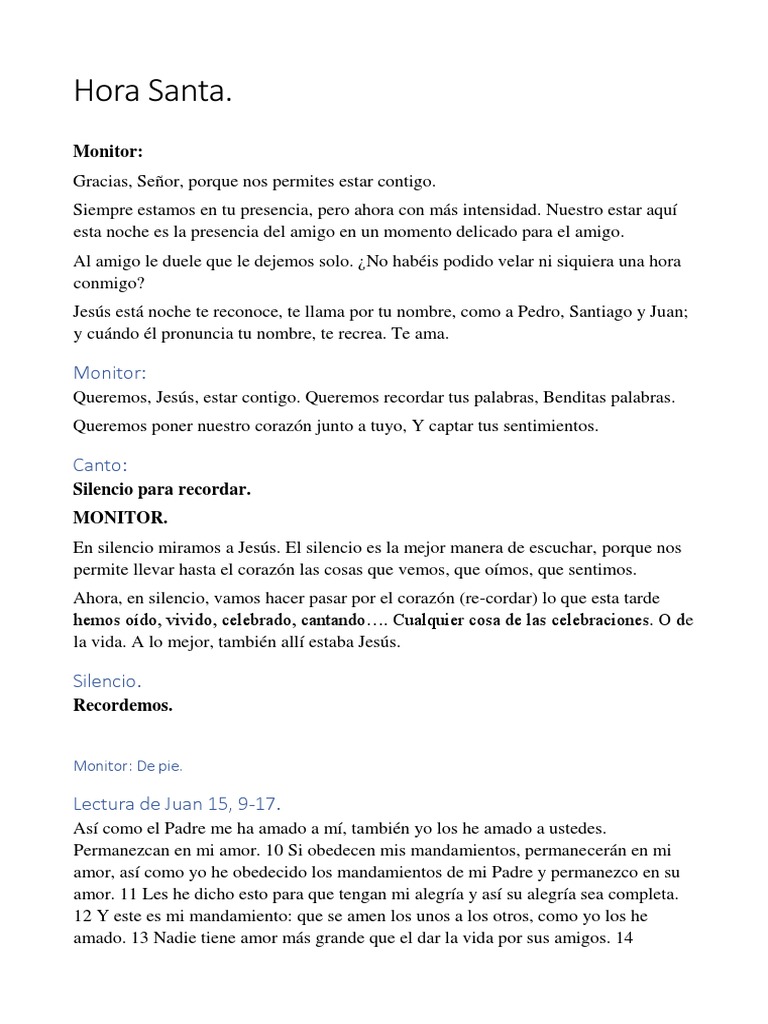 Esquema de Hora Santa para Niños | PDF | Amor | Misericordia