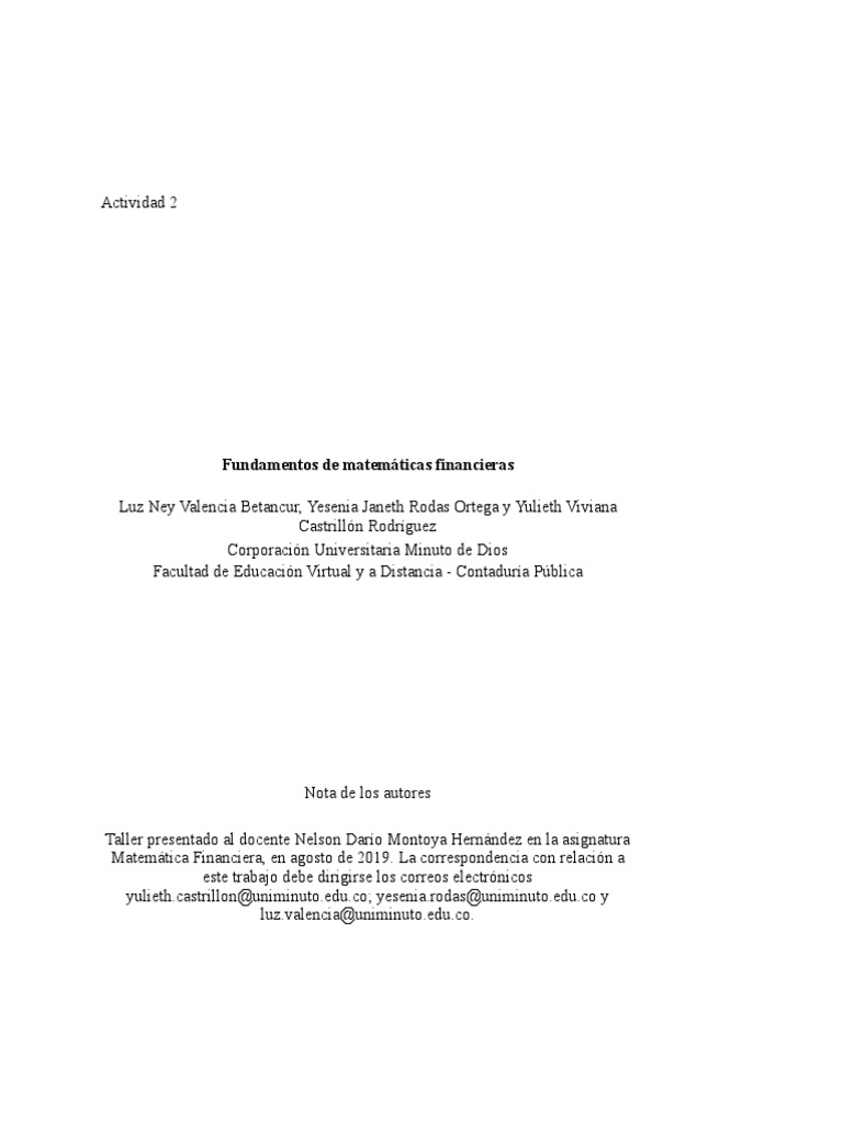 Fundamentos de Matemáticas Financieras | PDF | Finanzas Matemáticas ...