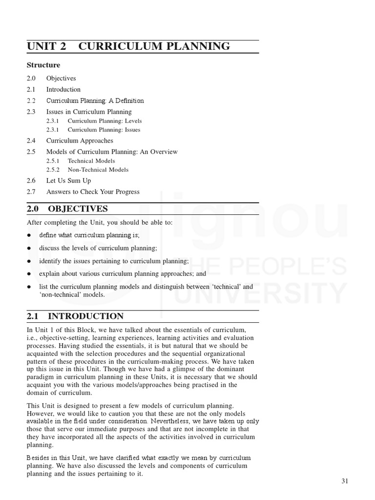 Levels of Curriculum Planning PDF Curriculum Interdisciplinarity