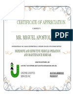 Certificate of Appreciation