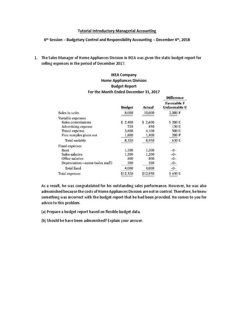Managerial Accounting Budget Analysis Guide | PDF | Management ...