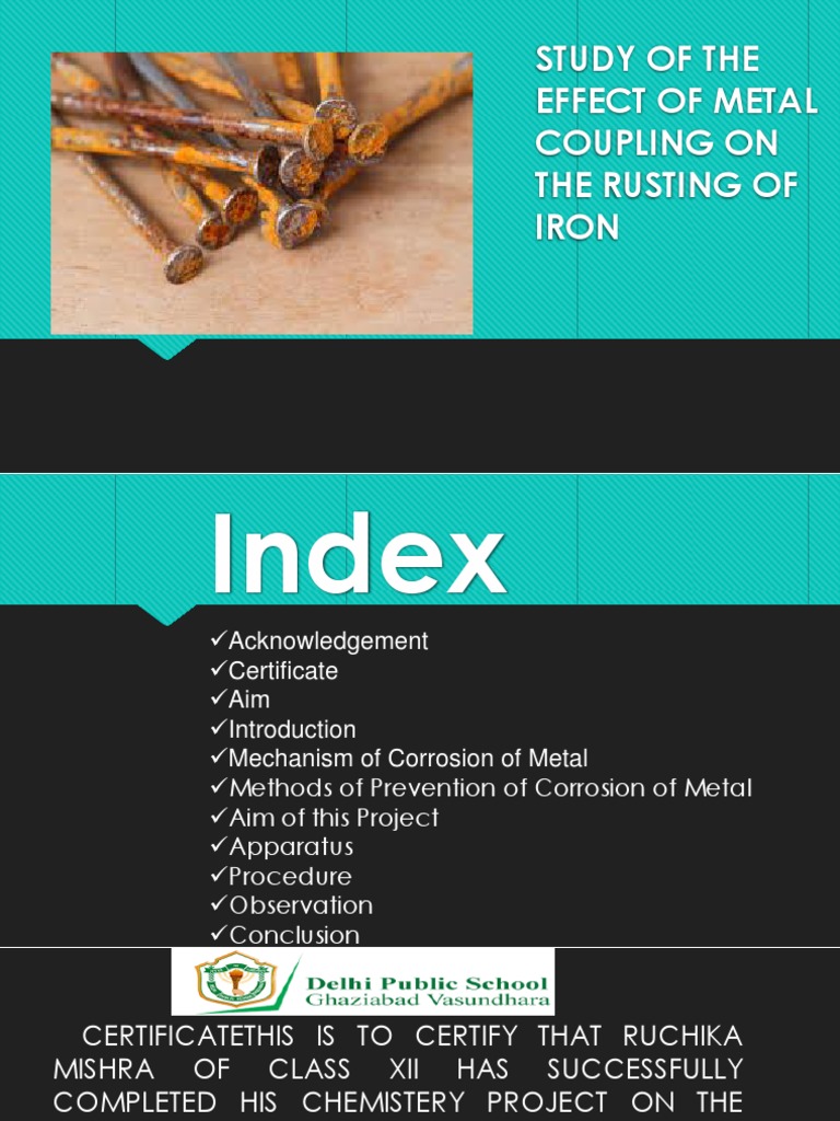 Investigating the Protective Effects of Metal Coupling on Iron Rusting ...