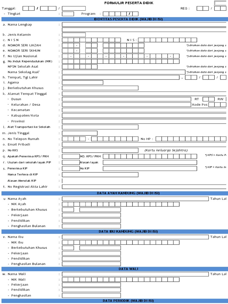 Formulir Pd Dapodik F4 Pdf