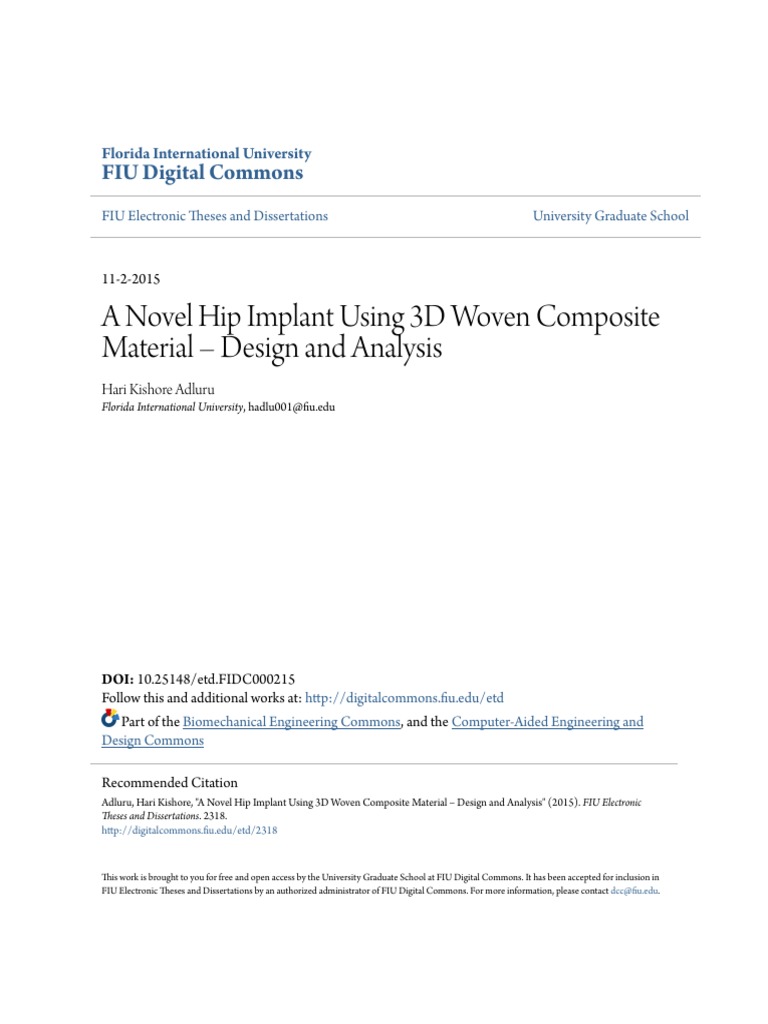 A Novel Hip Implant Using 3D Woven Composite Material - Design and ...