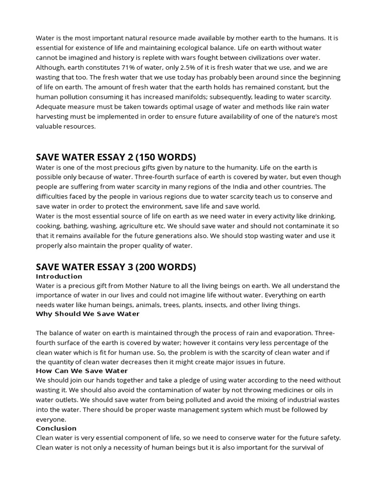 value of water essay