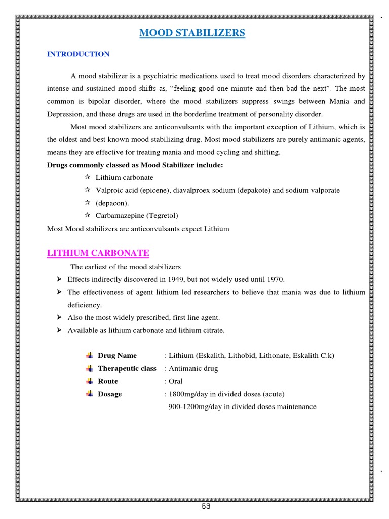 Mood Stabilizer Advance | PDF | Mania | Bipolar Disorder
