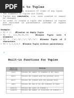 Introduction To Tuples: #Creates An Empty Tuple