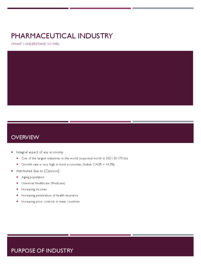 Overview of the Pharmaceutical Industry | PDF | Pharmaceutical Industry ...