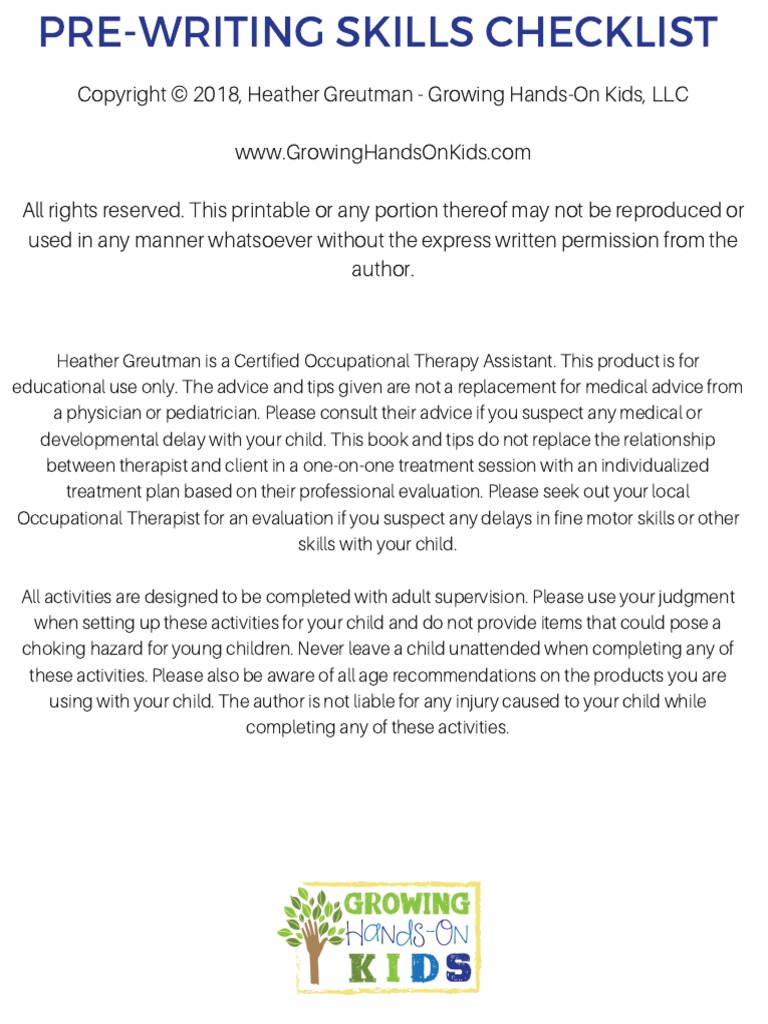 PreWriting Skills Checklist FINAL PDF | PDF | Shape | Clinical Psychology