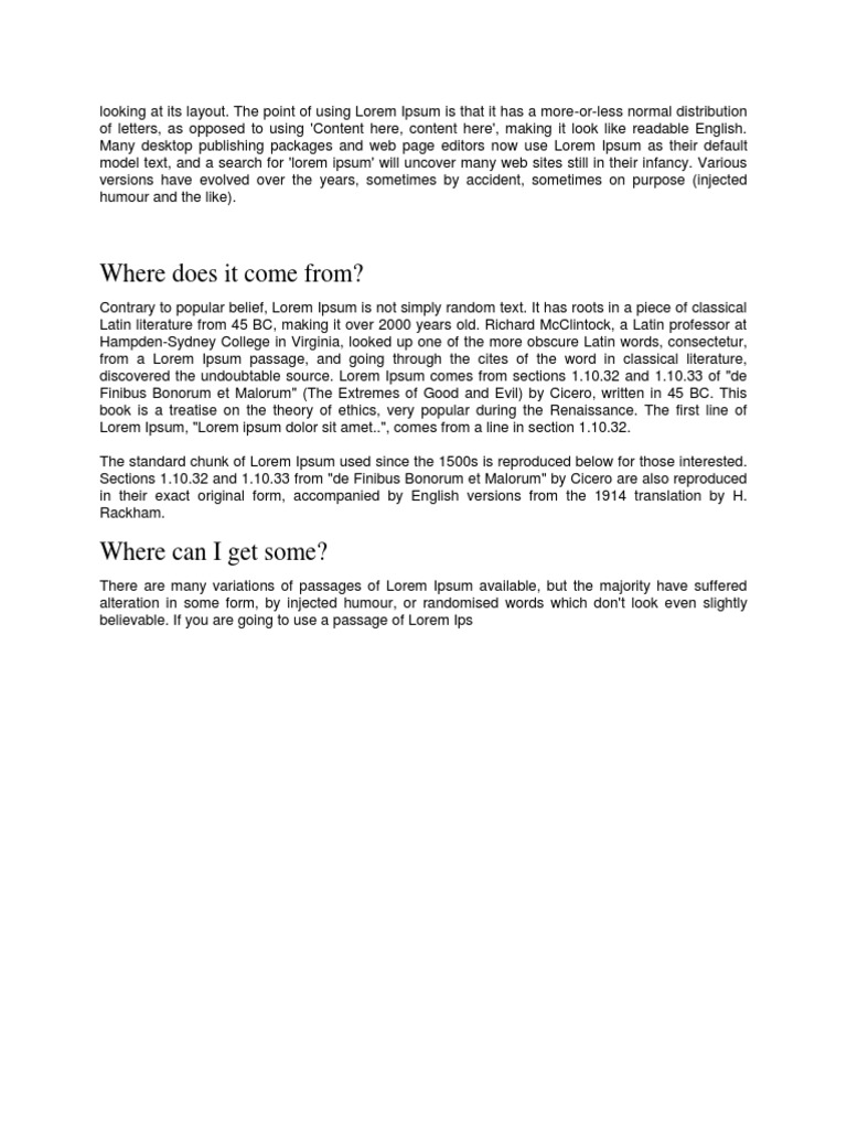 History and Use of Lorem Ipsum Text | PDF