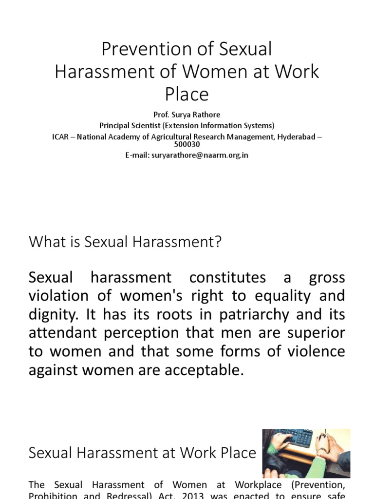 Prevention of Sexual Harassment of Women at Work | PDF | Sexual ...
