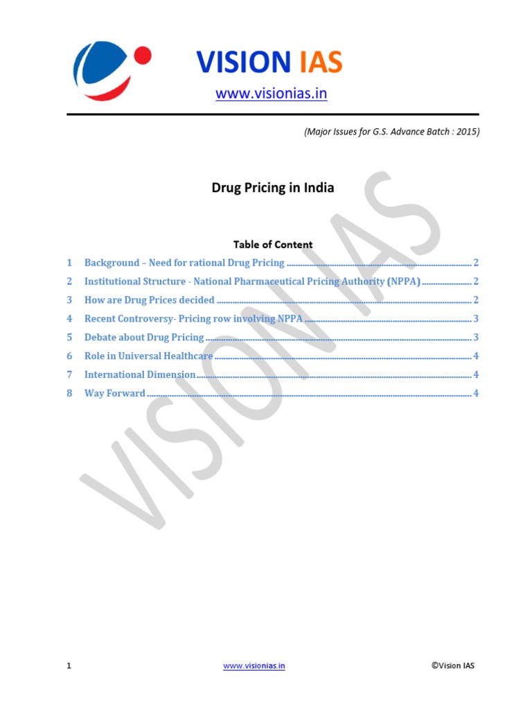 Drug Pricing In India Final Pdf Pdf Pharmaceutical Industry