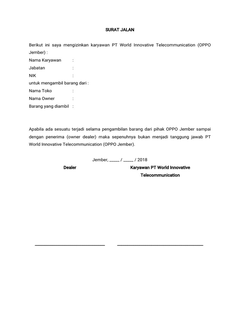 Download 73+ Contoh Surat Jalan Barang Terbaru Gratis