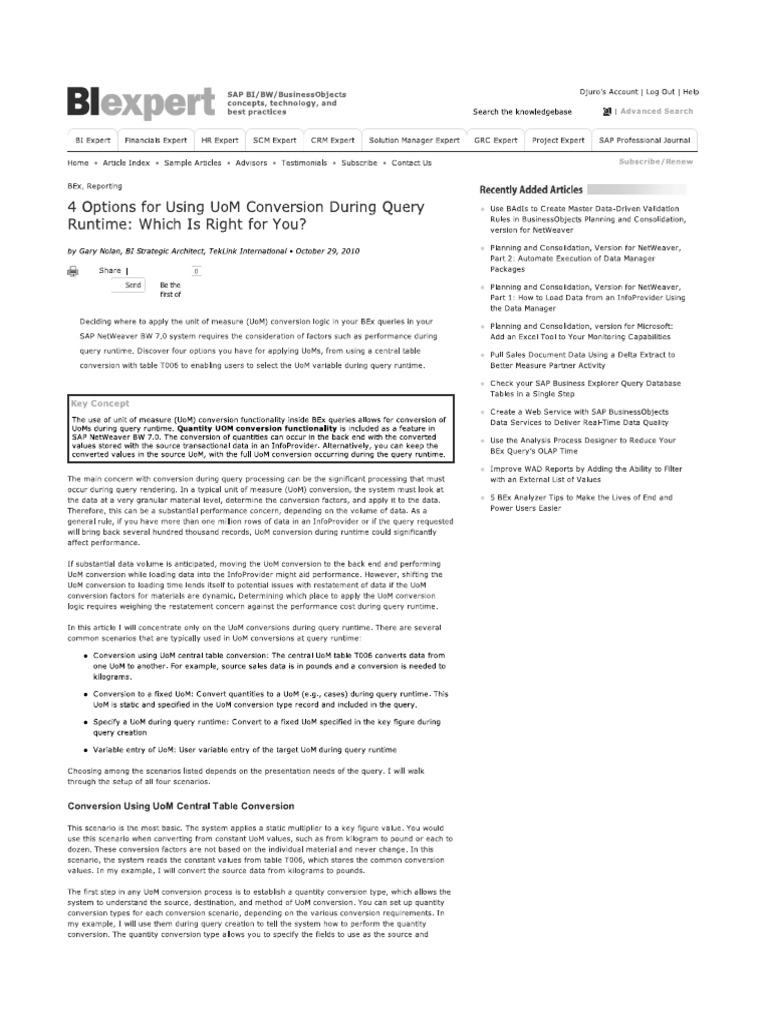 BI Expert - 4 Options For Using UoM Conversion During Query Runtime ...