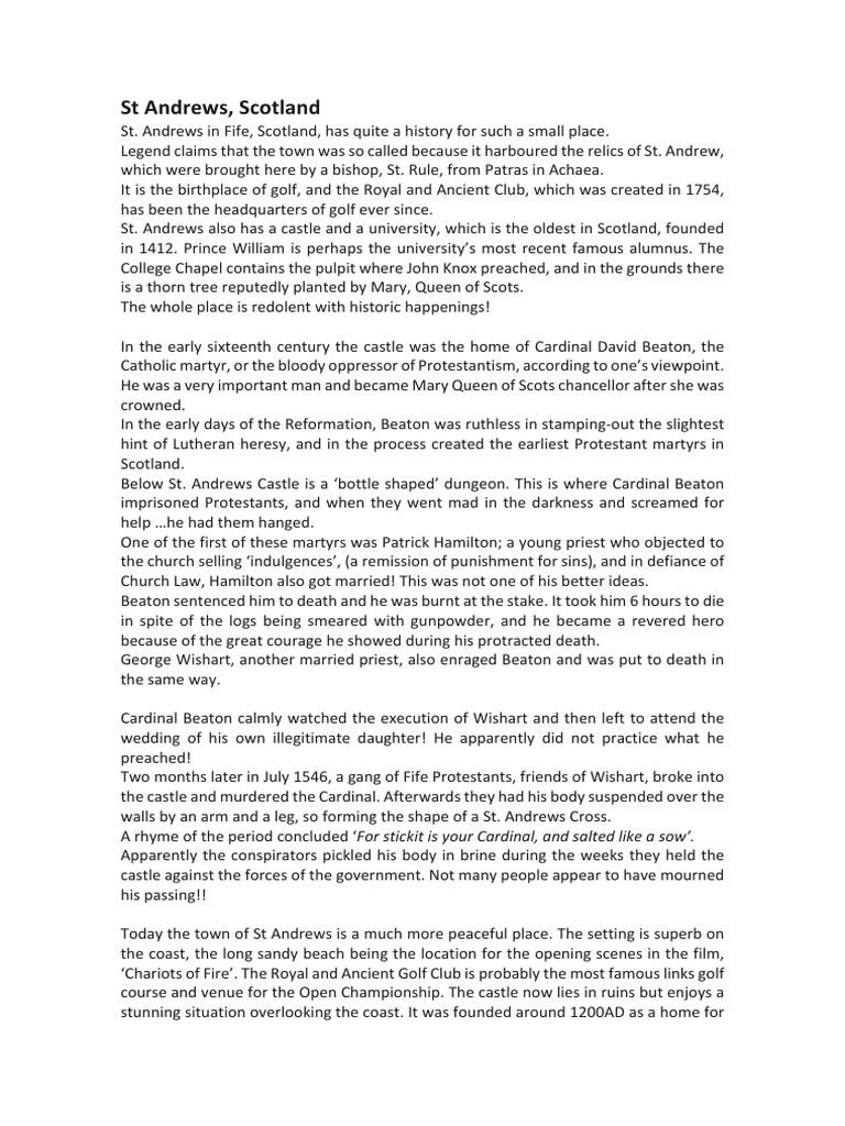 ST Andrews History | PDF | Protestant