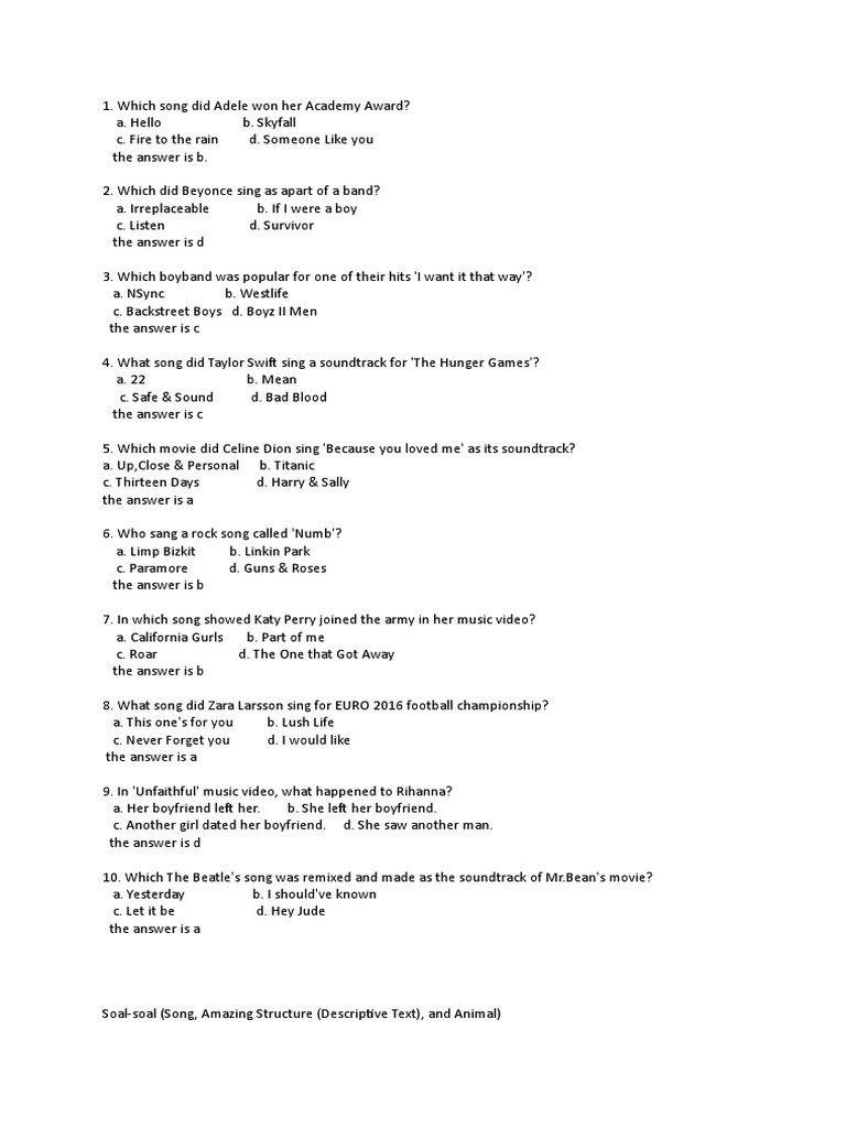 Which Song D Pdf Popular Music Songs