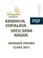 Kendriya Vidyalaya Vayu Sena Nagar: Arindam Mishra Class Xii-C