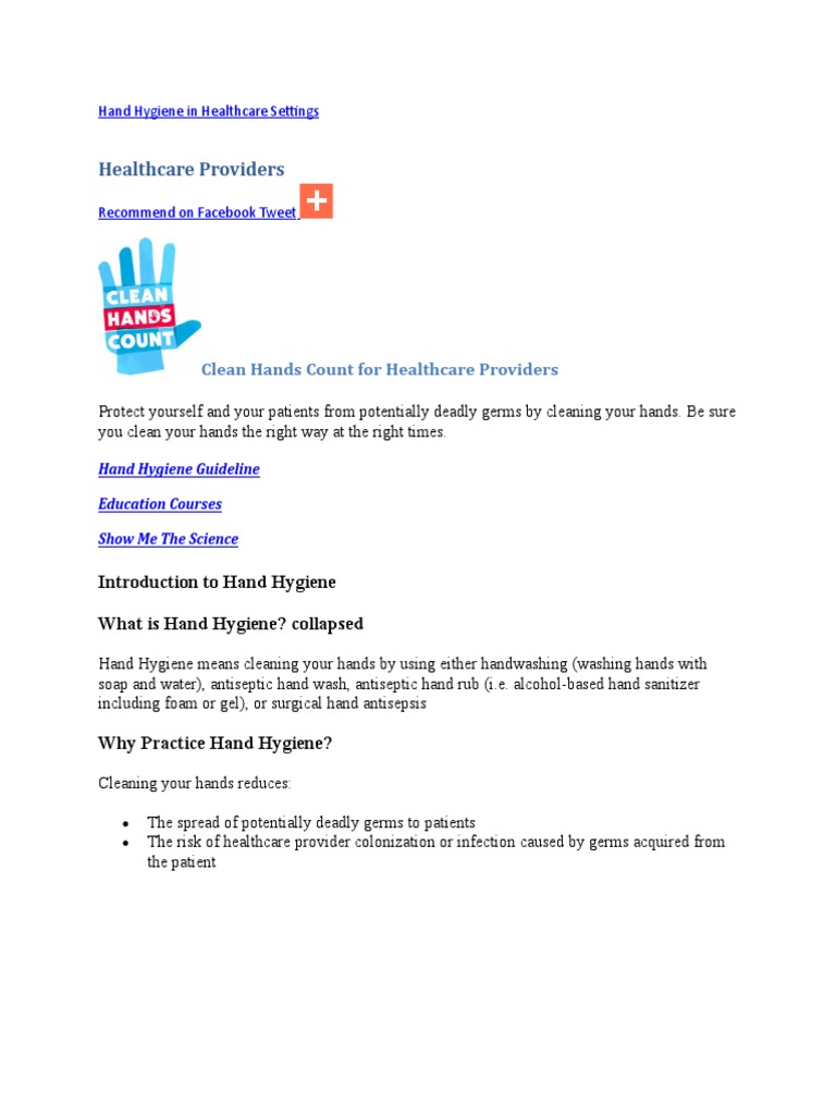 HH For Healthcare Provider | PDF | Hand Washing | Hygiene