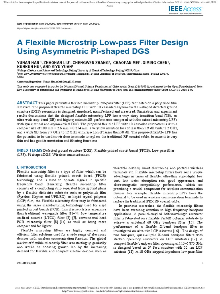 Flexible Microstrip Low-Pass Filter Design | PDF | Printed Circuit ...