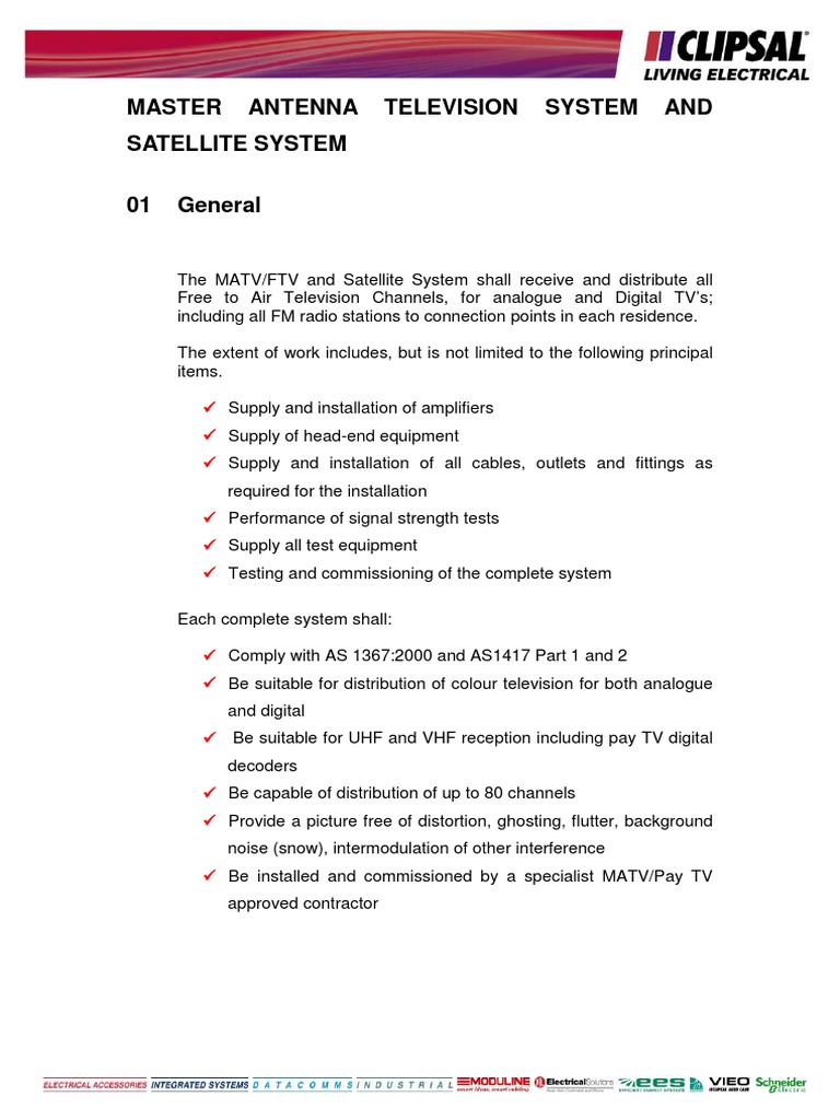 Master Antenna Television System and Satellite System PDF Coaxial