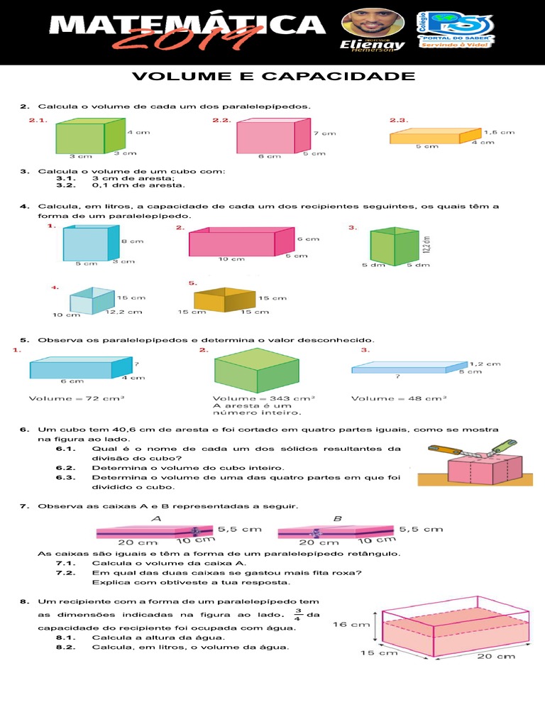 Volume e Capacidade 8 Ano PDF | PDF
