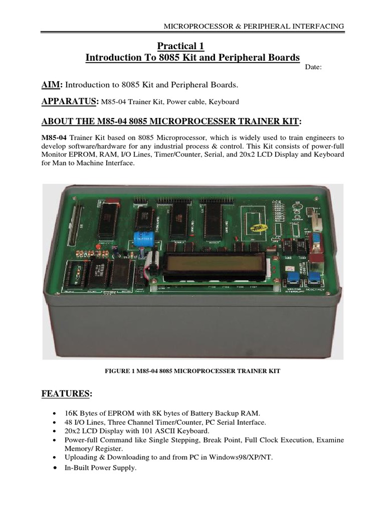 Introduction To 8085 Microprocessor Kit And Peripheral Boards | PDF ...