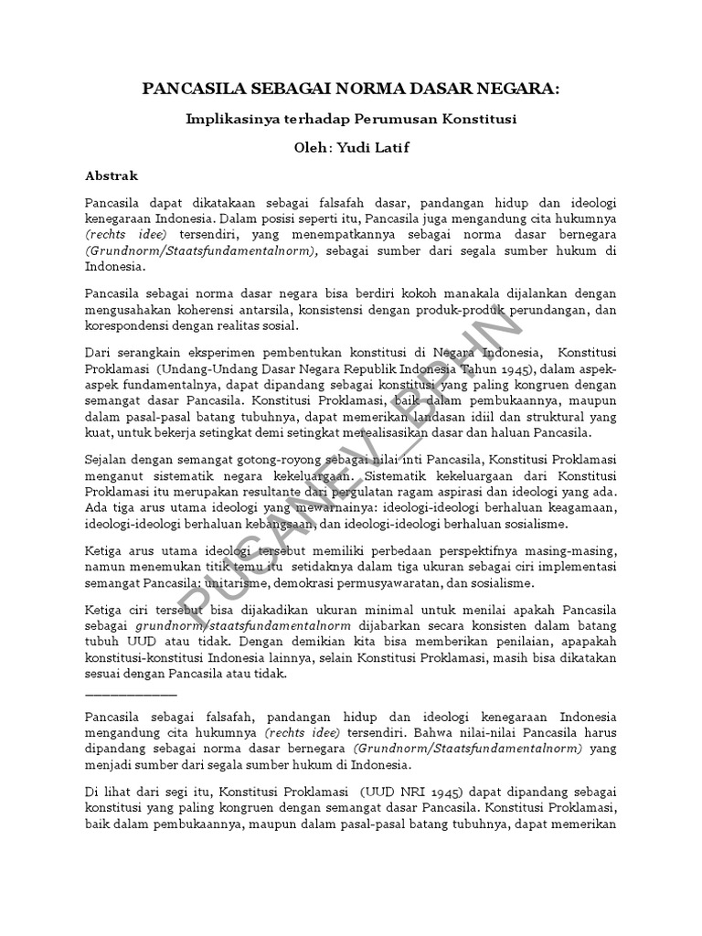 Yudi Latif Pancasila Sebagai Norma Dasar Negara PDF