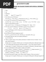 Questionnaire: To M E S Asmabi College"