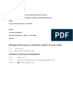 Managing Human Resource: Productivity, Quality of Work Life, Profits