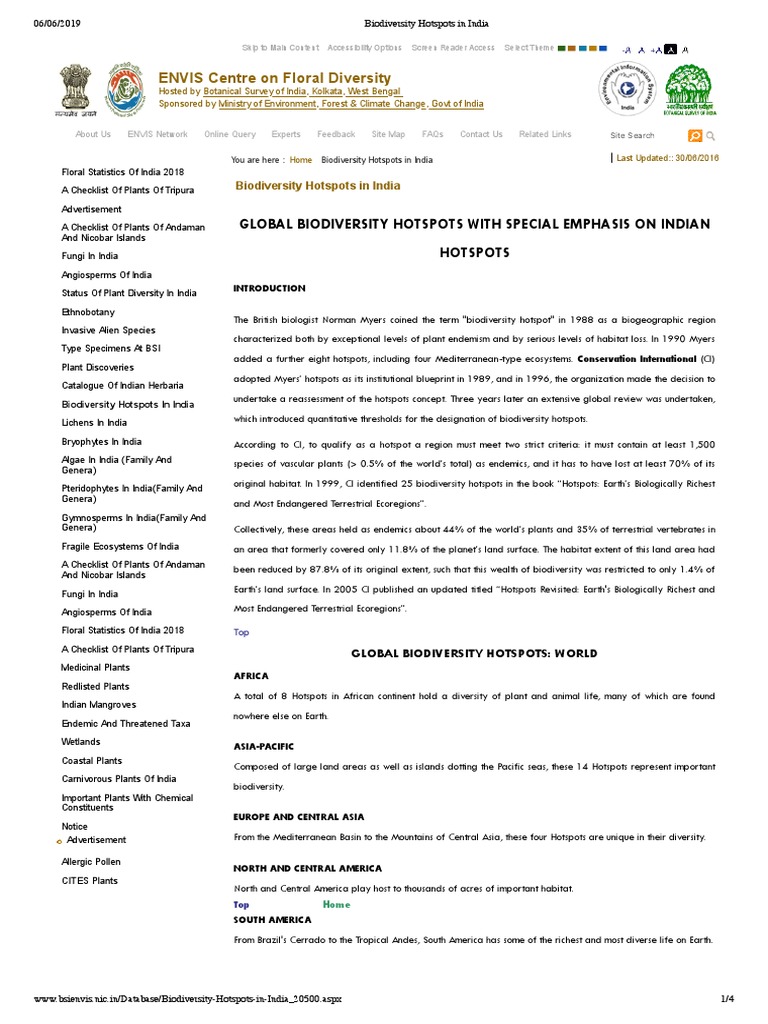 Biodiversity Hotspots in India | PDF | Biodiversity | Conservation Biology