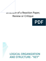 Structure of a Reaction Paper Review Critique