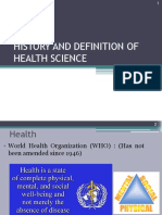 History and Definition of Health science