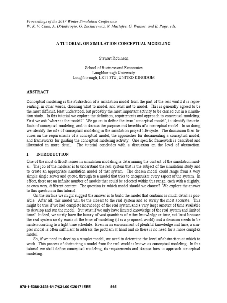 A Tutorial On Simulation Conceptual Modeling | PDF | Conceptual Model ...