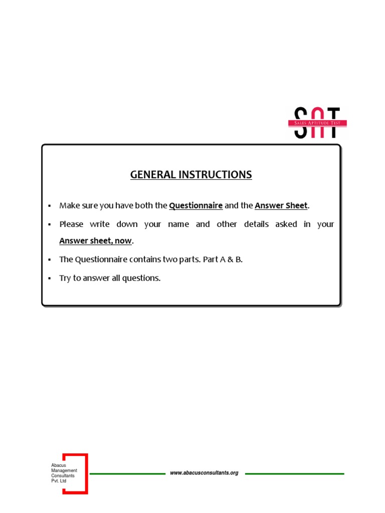 Sales Aptitude Test PDF Retail Business